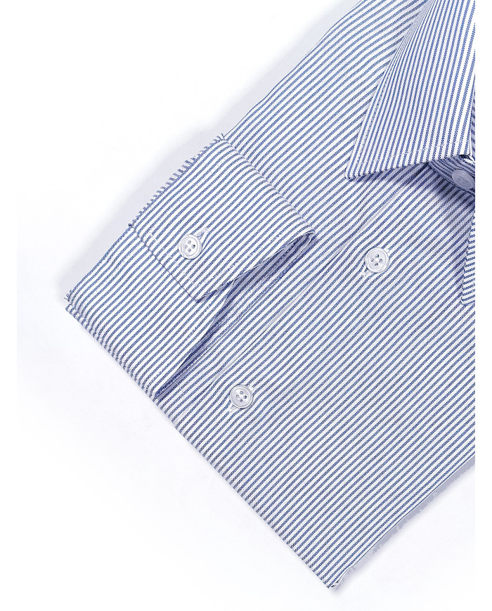Chemise col Français Blanche avec rayure bleu tissé