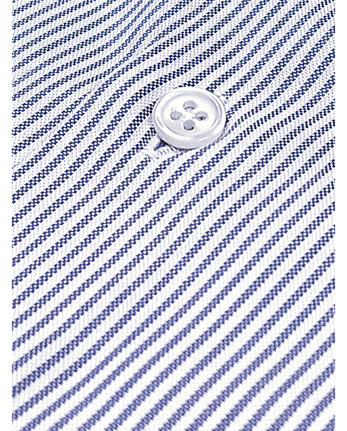 Chemise col Français Blanche avec rayure bleu tissé