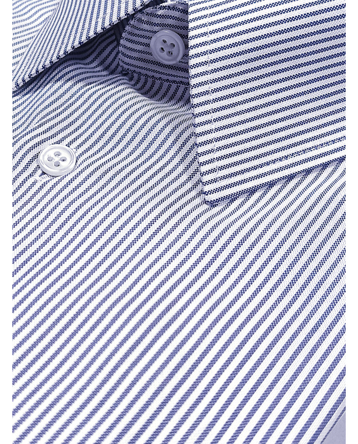 Chemise col Français Blanche avec rayure bleu tissé