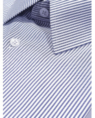 Chemise col Français Blanche avec rayure bleu tissé