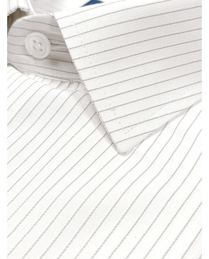 Chemise blanche homme à fines rayures en beige