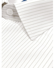 Chemise blanche homme à fines rayures en beige