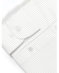 Chemise blanche homme à fines rayures en beige