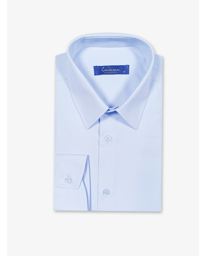 Chemise Popeline - Col Français - Bleu Ciel