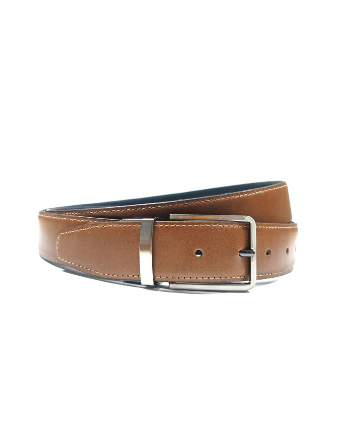 Ceinture réversible homme avec boucle carrée en cuir grainé – Le