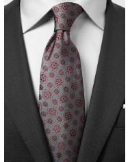 Cravate.tn | Cravate grise à motif fantaisie en rose - Élégance Collection