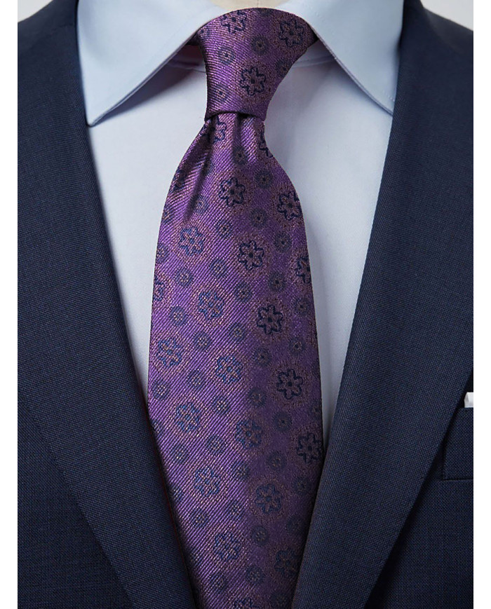 Cravate.tn | Cravate aubergine à motif fantaisie - Élégance Collection