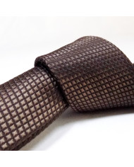 Cravate.tn | Cravate Marron foncé à petit carreaux