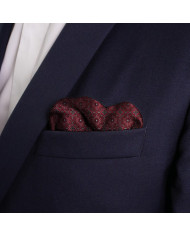 Cravate.tn | Pochette bordeaux à motifs fantaisie en noir