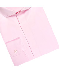 Chemise Rose col italien avec bouton caché