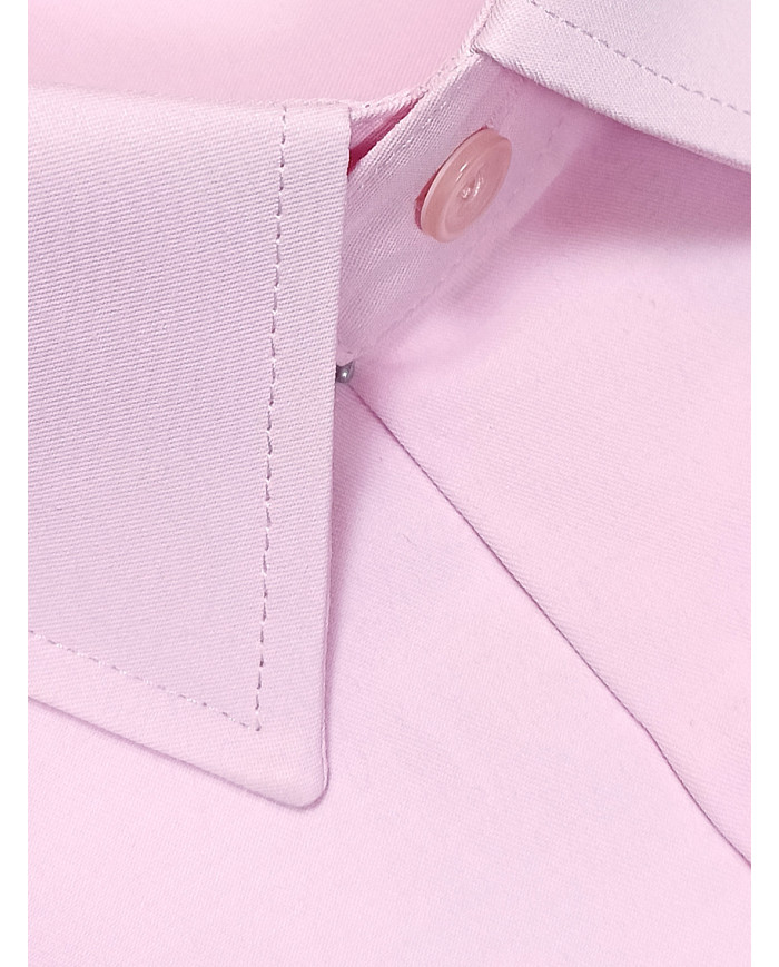 Chemise Rose col français avec bouton caché