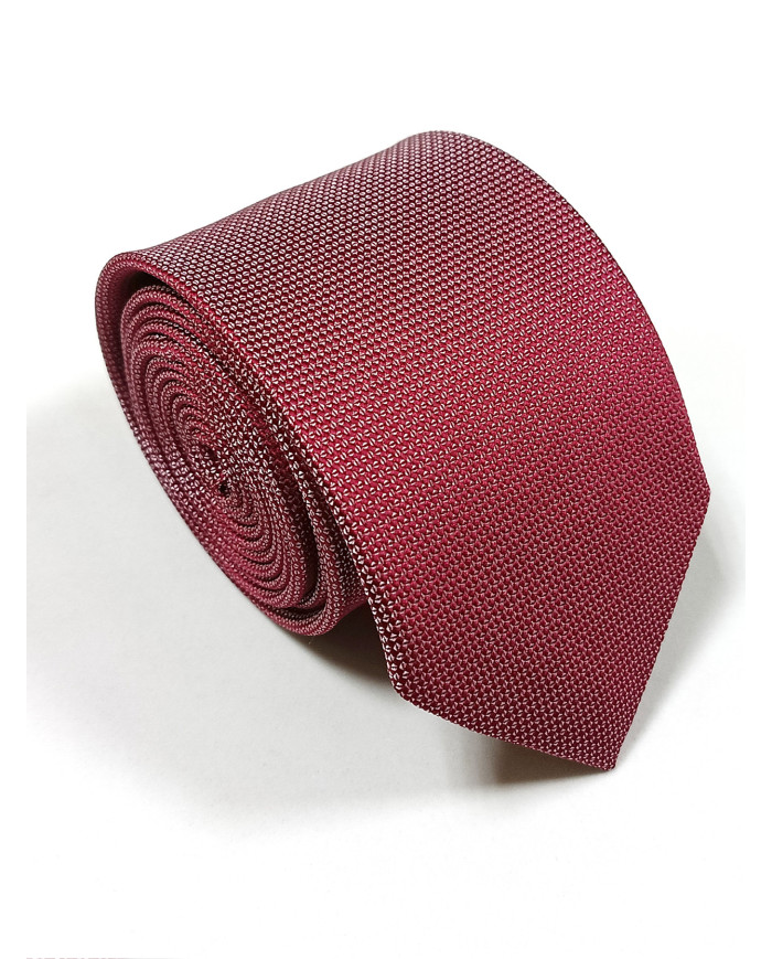 Cravate.tn | Cravate rouge rosé avec des pois blanc faux uni