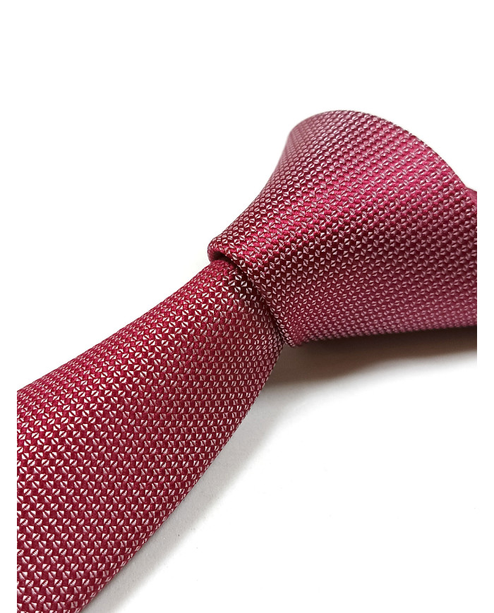 Cravate.tn | Cravate rouge rosé avec des pois blanc faux uni