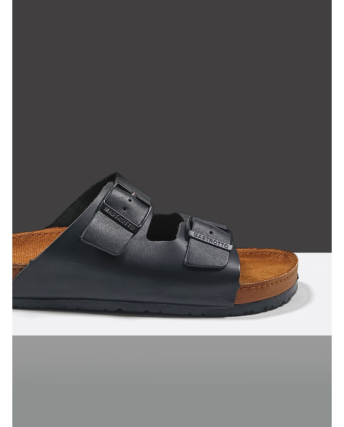 Cravate.tn | Claquette Cuir avec double boucle : Noir