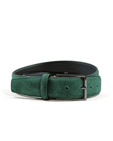 Cravate.tn | Ceinture Cuir : vert bouteille en nubuck