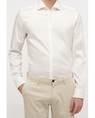 Cravate.tn | Chemise Col Français avec boutons cachés - écru Cravate.tn | Chemise Col Français avec boutons cachés - écru