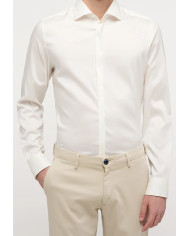 Cravate.tn | Chemise Col Français avec boutons cachés - écru