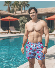 Maillot de bain pour homme bleu à motifs