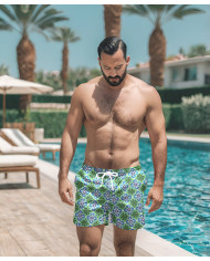 Maillot de bain pour homme vert avec motifs
