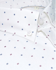 Chemise col boutonné Blanche avec des petits carreaux imprimés