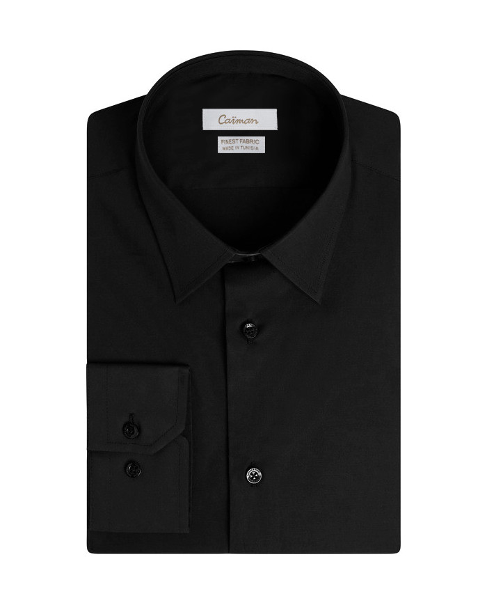 Cravate.tn | Chemise Col Français Regular Fit - Noir