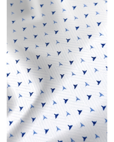 Chemise col boutonné Blanche avec des motifs en bleu imprimés