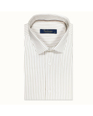 Chemise col Français Blanche avec rayure beige tissé