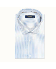 Chemise col Français Blanche avec rayure beige tissé