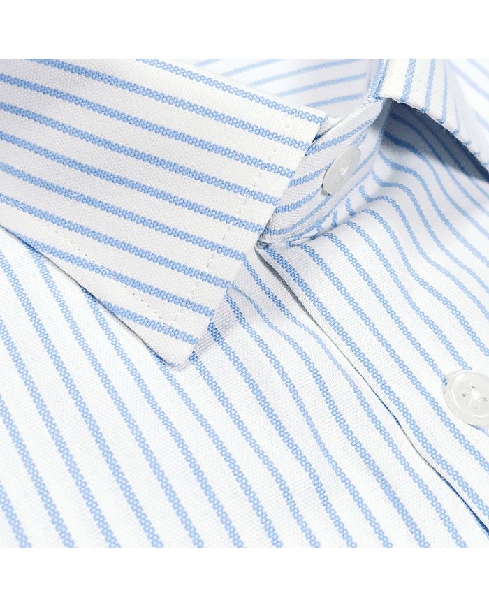 Chemise col Français Blanche avec rayure beige tissé