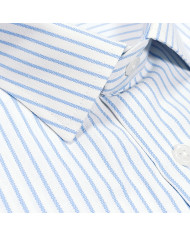 Chemise col Français Blanche avec rayure beige tissé