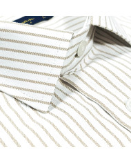 Chemise col Français Blanche avec rayure beige tissé
