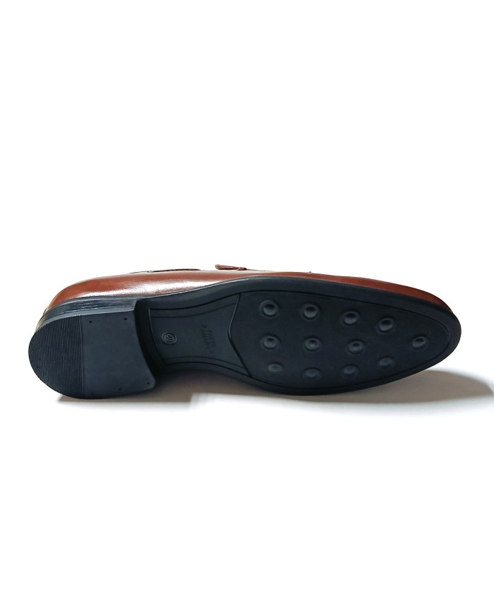 Cravate.tn | Mocassins cuir À Pampilles Bernard - Marron