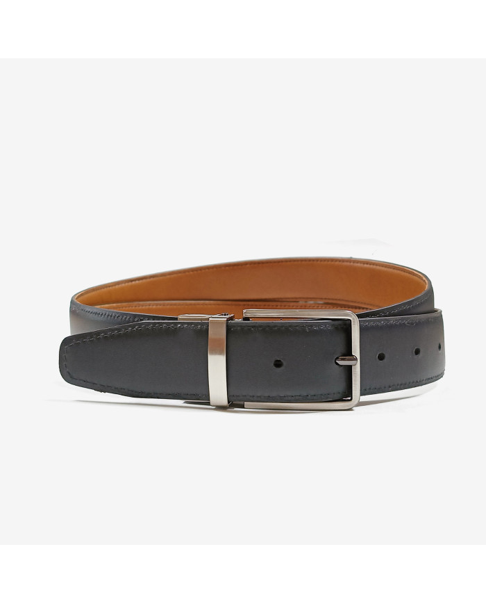 Coffret portefeuille et ceinture réversible Camel et noir: 100% cuir