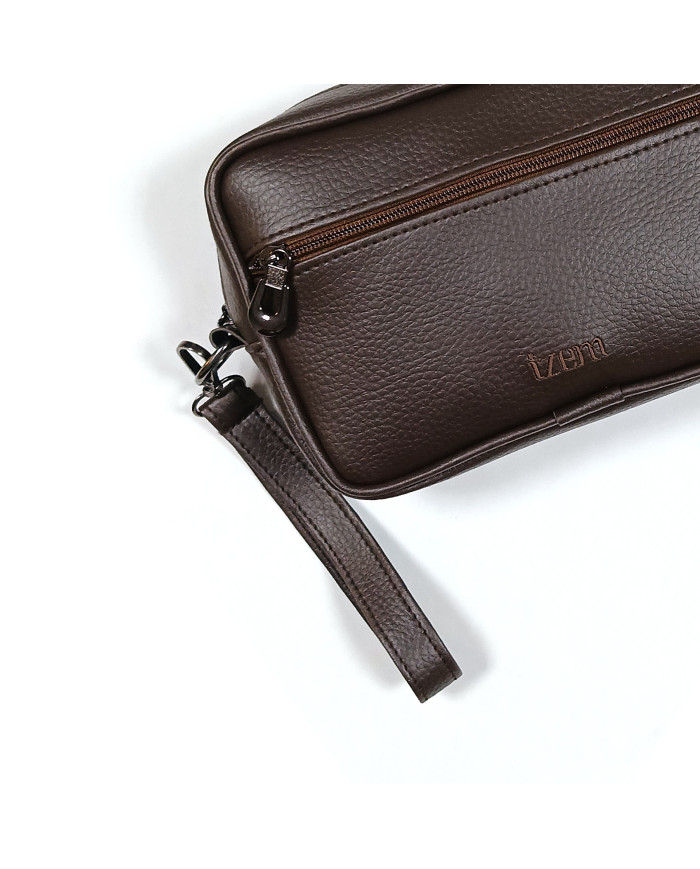 Cravate.tn | Trousse d'affaire marron grainé pour hommes XL