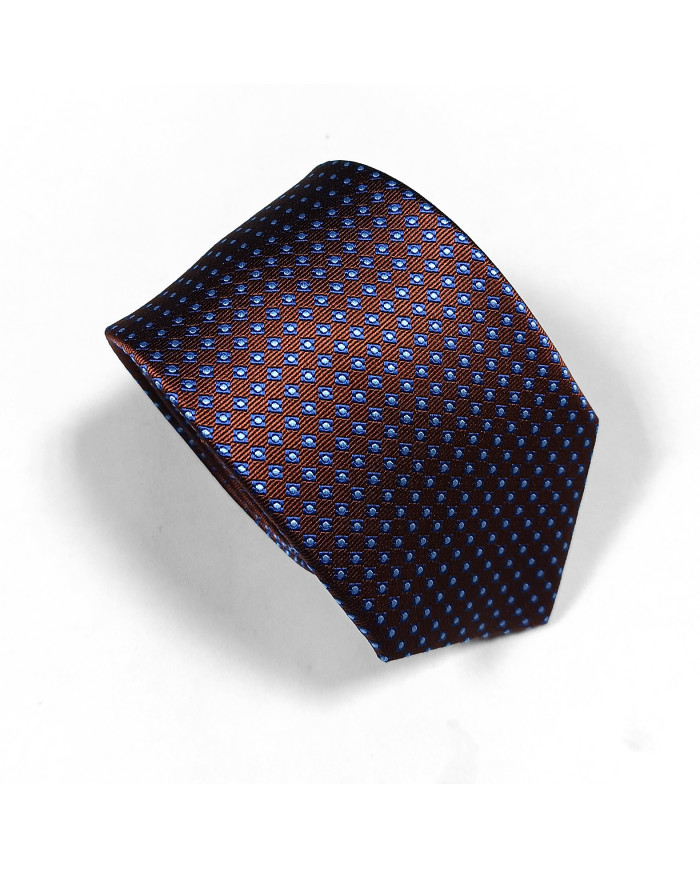 Cravate.tn | Cravate marron à des carreaux en bleu
