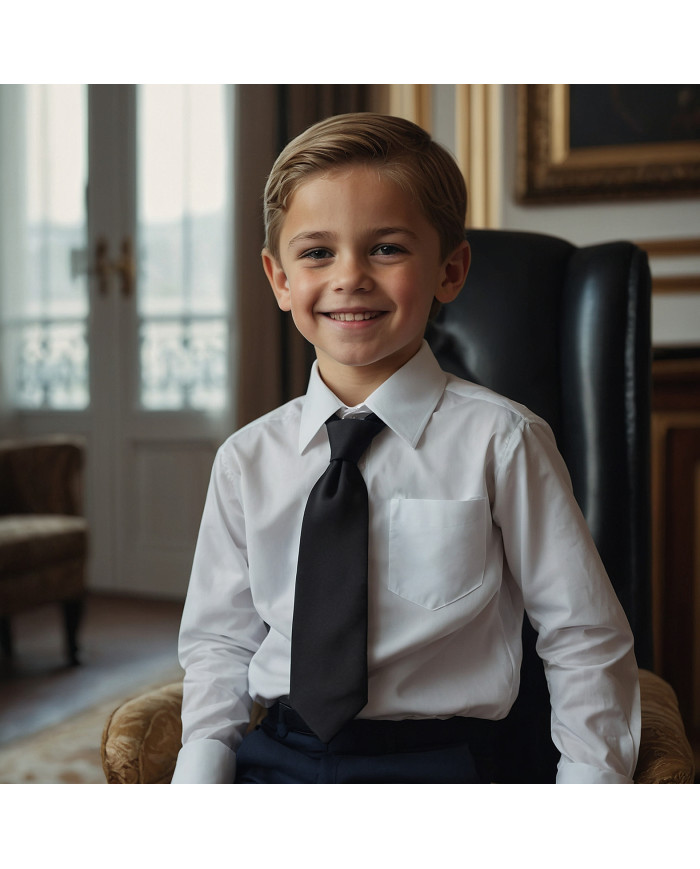 Cravate.tn | Cravate pour enfant : noire Satinée