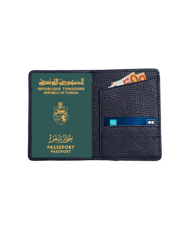 Cravate.tn | Porte Passeport en cuir Bleu nuit Cravate.tn | Porte Passeport en cuir Bleu nuit