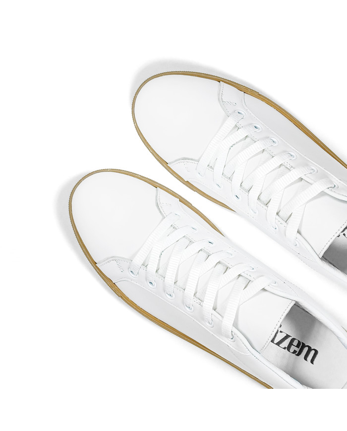 Cravate.tn | Sneakers Cuir blanc avec semelle en miel - Izem