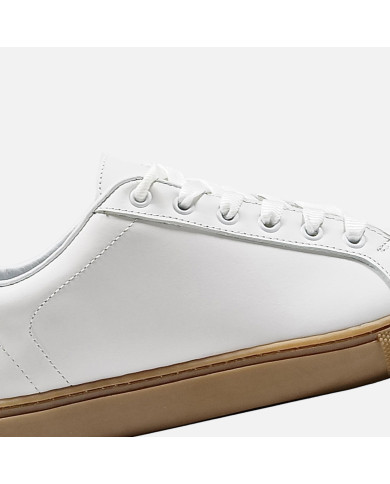Cravate.tn | Sneakers Cuir blanc avec semelle en miel - Izem