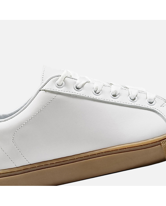 Cravate.tn | Sneakers Cuir blanc avec semelle en miel - Izem