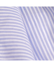 Chemise col italien Blanche avec rayure bleu ciel tissé