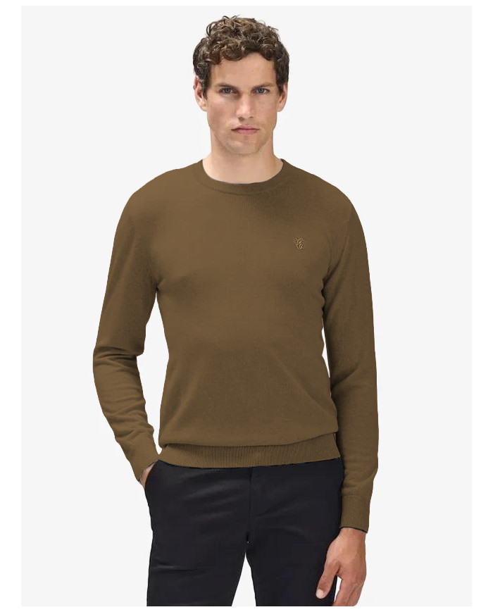 Cravate.tn | Pull col rond 100% coton - Camel