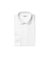 Cravate.tn | Chemise Col ouvert stretch avec boutons cachés - Blanche