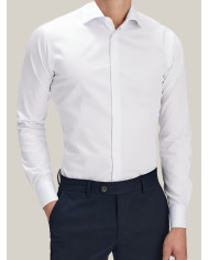 Cravate.tn | Chemise Col ouvert stretch avec boutons cachés - Blanche