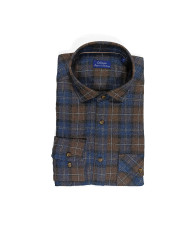 Cravate.tn | Chemise en Flanelle à Carreaux Bleu Marine et marron