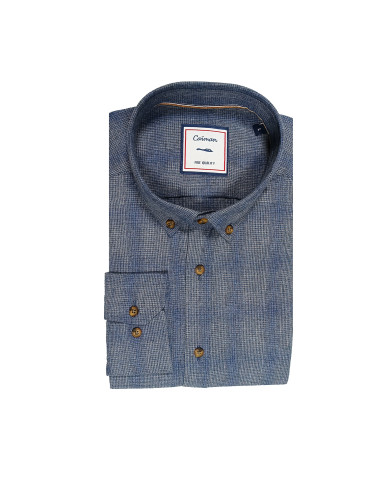 Cravate.tn | Chemise col boutonnée en Flanelle en gris bleu Cravate.tn | Chemise col boutonnée en Flanelle en gris bleu