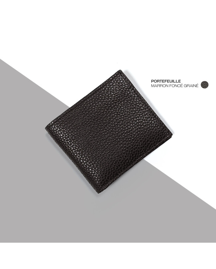 Cravate.tn | Portefeuille Cuir marron grainé