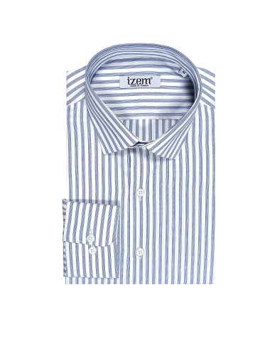 Cravate.tn | Chemise col Français Blanche avec rayure bleu marine tissé - Regular Fit Cravate.tn | Chemise col Français Blanche avec rayure bleu marine tissé - Regular Fit