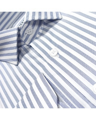 Cravate.tn | Chemise col Français Blanche avec rayure bleu marine tissé - Regular Fit Cravate.tn | Chemise col Français Blanche avec rayure bleu marine tissé - Regular Fit