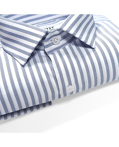 Cravate.tn | Chemise col Français Blanche avec rayure bleu marine tissé - Regular Fit Cravate.tn | Chemise col Français Blanche avec rayure bleu marine tissé - Regular Fit